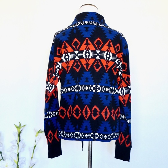 NEW! Lauren Ralph Lauren Active Aztec Full Zip Jacket Orange Blue SZ M - Picture 3 of 6